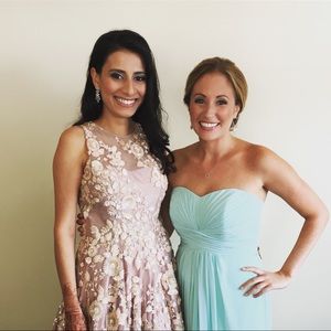 Strapless Chiffon Dress w Pleated Bodice in Mint